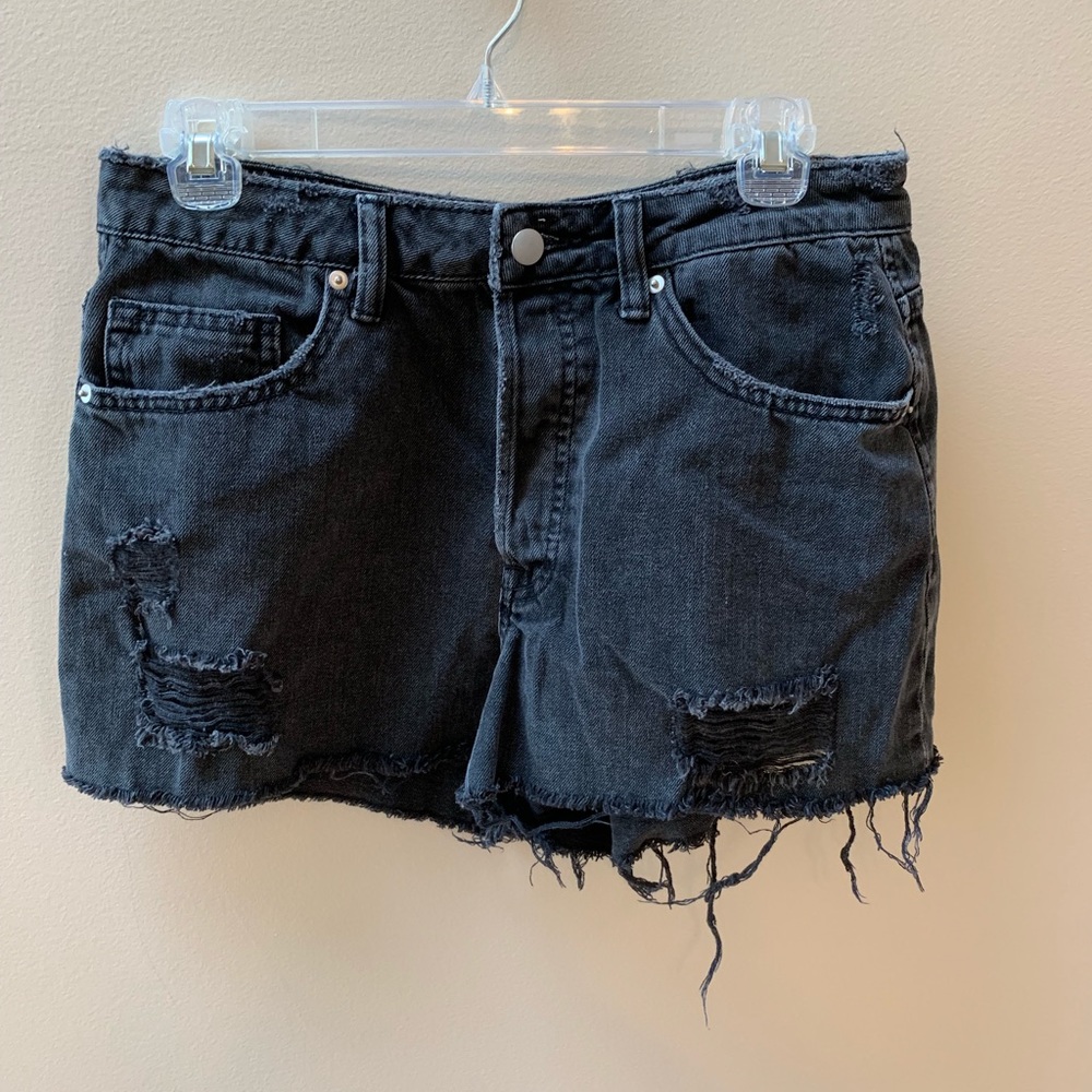 High Waisted Black Denim Shorts by H&M